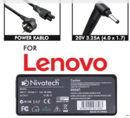 NIVATECH BC938 20V/3.25A 4.0*1.7m lenovo notebook adaptör  YENI UC